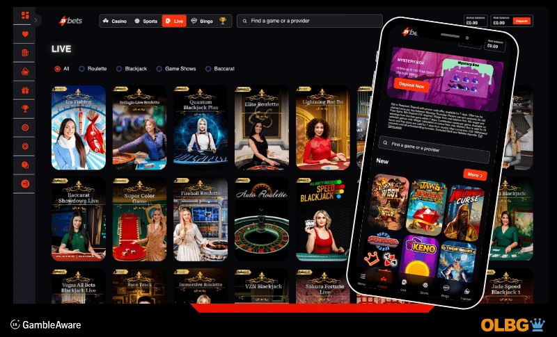Screenshot views for both desktop and mobile devices for the 21bets casino site